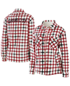Wear By Erin Andrews Oatmeal Chicago Bulls Plaid Button-up Shirt Jacket In Oatmeal/red
