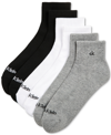 Calvin Klein Athleisure Men's Solid Cushion Quarter Socks, Six Pairs In Gray Assorted