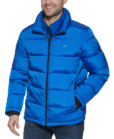Calvin Klein Men's Puffer With Set In Bib Detail, Created For Macy's In Blue