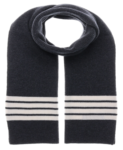 V Fraas Men's Stripe Rib Scarf In Charcoal