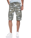X-ray Men's Big And Tall Belted Double Pocket Cargo Shorts In White Camo