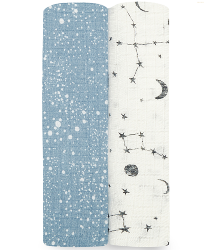 Aden By Aden + Anais Baby Boys Or Baby Girls Silky Soft Swaddles, Pack Of 2 In Cosmic Galaxy Blue