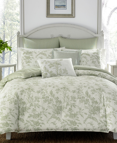 Laura Ashley Natalie 7 Piece Duvet Cover Set, King In Sage