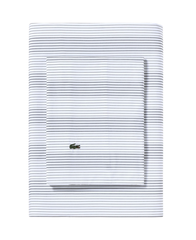 Lacoste Home Striped Cotton Percale 4-pc. Sheet Set, Queen In Sleet