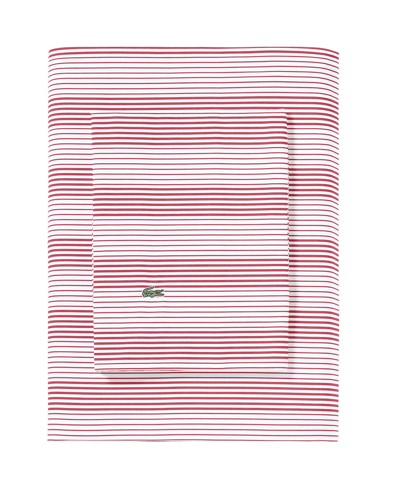 Lacoste Home Striped Cotton Percale 4-pc. Sheet Set, California King In Chili Pepper