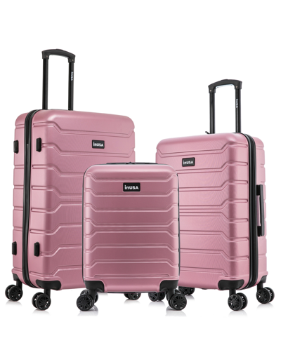 Inusa Trend Lightweight Hardside Spinner Luggage Set, 3 Piece In Pink
