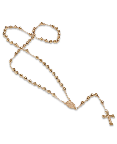 Steeltime Women's 18k Gold Plated Stainless Steel Beaded Classic Rosary Necklace In Gold Tone