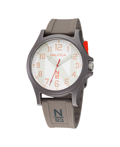 Nautica Men's N83 Gray Silicone Strap Watch 40 Mm In Brown