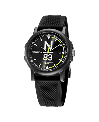 Nautica Men's N83 Black Silicone Strap Watch 38 Mm