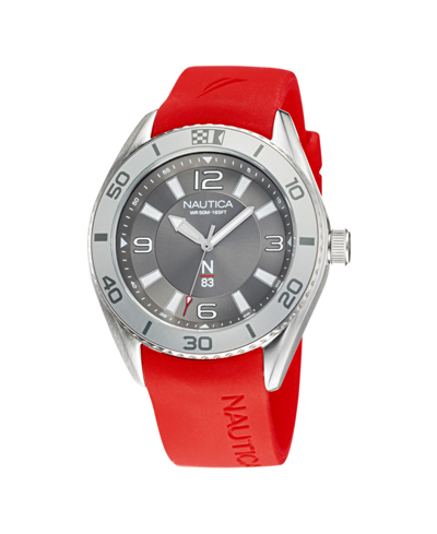 Nautica Men's N83 Red Silicone Strap Watch 44 Mm