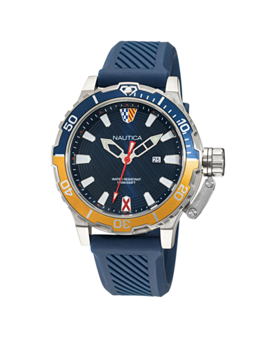 Nautica Men's Analog Blue Silicone Strap Watch 46 Mm