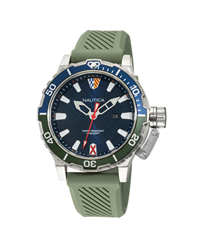 Nautica Men's Analog Green Silicone Strap Watch 46 Mm