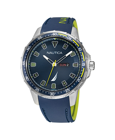 Nautica Men's Analog Blue Silicone Strap Watch 48 Mm