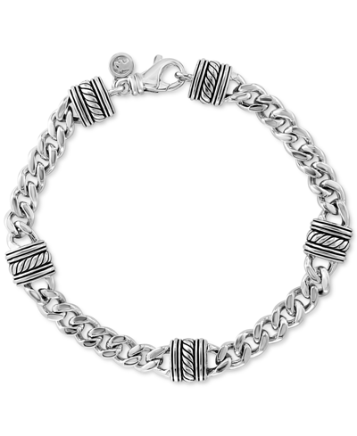 Effy Collection Effy Men's Rondelle & Curb Link Bracelet In Sterling Silver