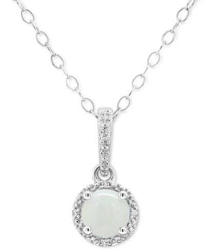 Macy's Aquamarine Solitaire 18" Pendant Necklace (3/8 Ct. T.w.) In Sterling Silver In Opal