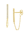 ESSENTIALS GOLD PLATED BAR CHAIN DROP POST EARRINGS