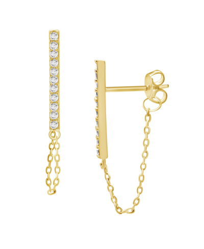 Essentials Gold Plated Bar Chain Drop Post Earrings In Gold-plated