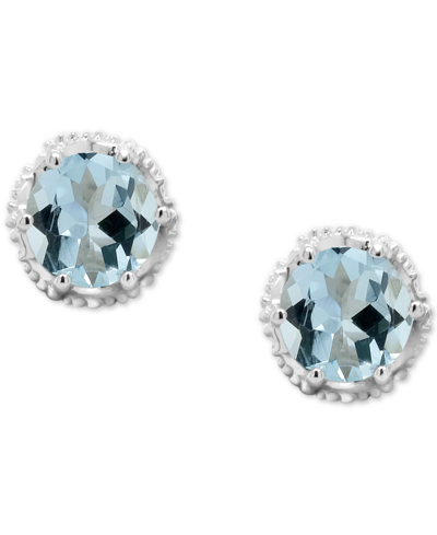 Macy's Aquamarine Stud Earrings (3/4 Ct. T.w.) In Sterling Silver (also In Opal)