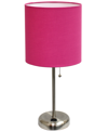 Limelights Lime Lights Stick Lamp With Charging Outlet And Fabric Shade In Blush