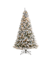Nearly Natural Flocked River Mountain Pine Artificial Christmas Tree With Pinecones And 650 Clear Led Lights, 9' In Green