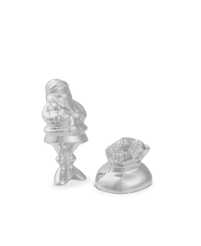 Nambe Miniature Santa With Gift Bag Figurine In Silver-tone
