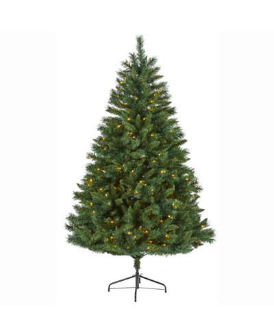 Nearly Natural Rocky Mountain Mixed Pine Artificial Christmas Tree With 300 Led Lights In Green