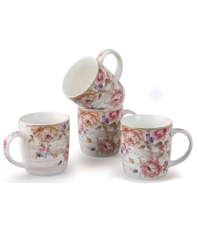 Lorren Home Trends Mugs By  Floral, Set Of 4 In Multi