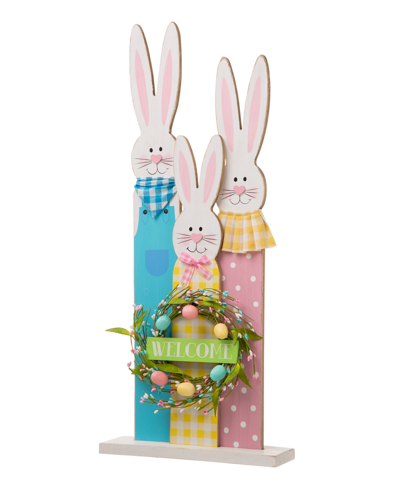Glitzhome 30"h Easter Wooden Bunny Family Standing Decor In Multi