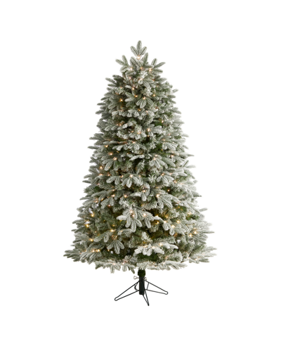 Nearly Natural Flocked Colorado Mountain Fir Artificial Christmas Tree With Instant Connect Technology, 6' In Green