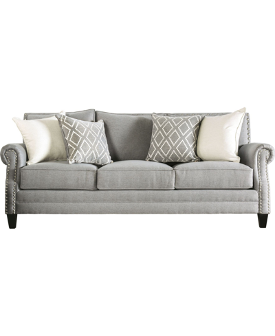 Furniture Of America Ben Lomond Upholstered Sofa In Gray