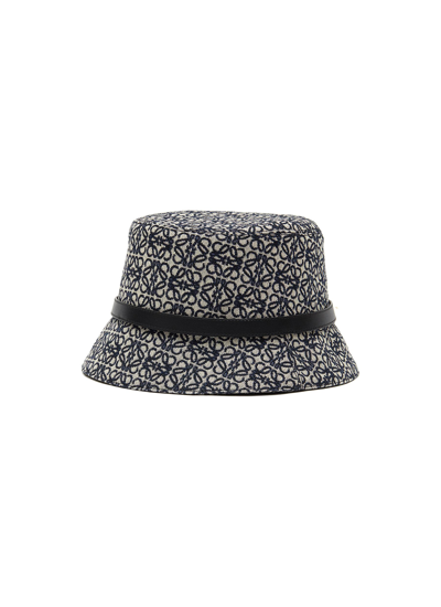 Loewe Leather-trim Jacquard-canvas Bucket Hat In Neutral,black