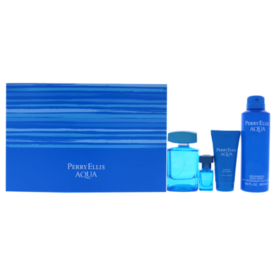 Perry Ellis Mens Perry Aqua Gift Set Fragrances 844061012530 In Blue
