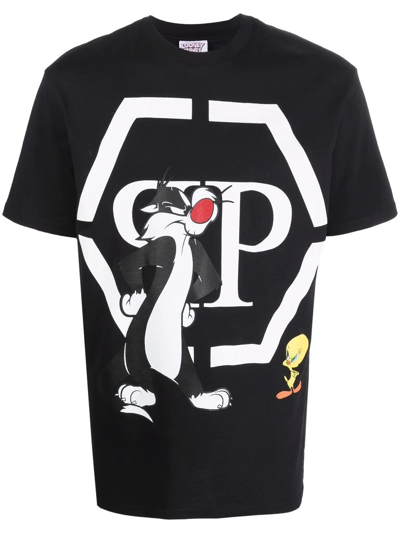 Philipp Plein Looney Tunes Logo T-shirt In Black