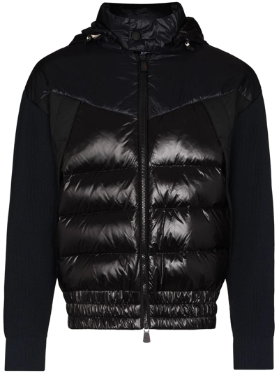 Moncler Panelled High-neck Puffer Jacket In Blue