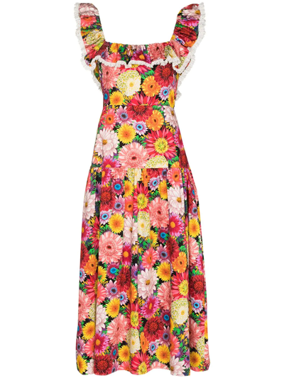 Borgo De Nor Jessie Floral Print Midi Dress In Over The Rainbow