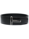 Tom Ford Logo-plaque Reversible Belt In Black