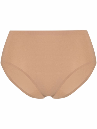 12 Storeez High-waisted Cotton Briefs In Neutrals