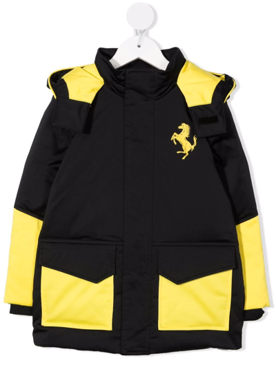 Ferrari Kids' Colourblock Padded Parka In Black