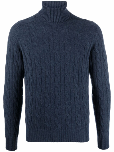 Cruciani Cable-knit Wool-cashmere Jumper In Blue