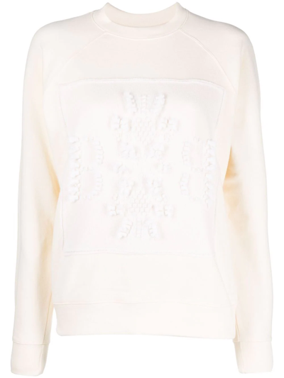 Barrie Embroidered Panelled Sweatshirt In Neutrals