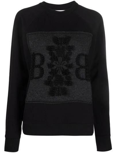 Barrie Embroidered Panelled Sweatshirt In Black