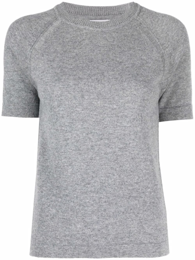 Barrie Short-sleeved Cashmere Top In Grey
