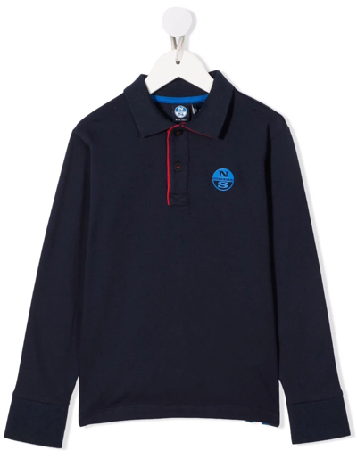 North Sails Kids' Logo Patch Polo Shirt In Blue