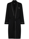 Hugo Boss Logo-embroidered Cotton Robe In Black