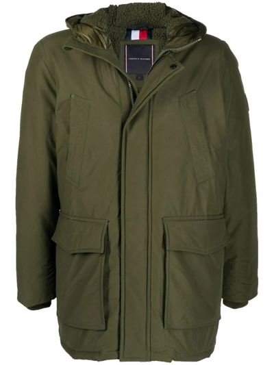Tommy Hilfiger Rockie Dry Wax Hooded Parka In Green