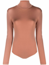 Wolford Colorado Turtleneck String Bodysuit In Brown