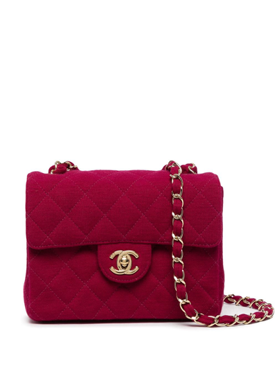 Pre-owned Chanel 2001 Mini Classic Flap Square Shoulder Bag In Pink