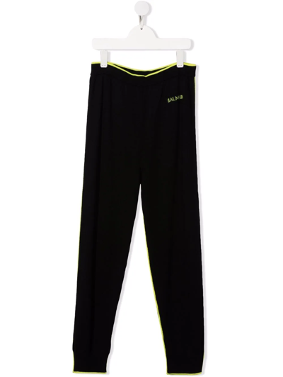 Balmain Teen Logo Print Track Pants In Black