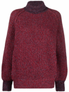 Ganni Roll-neck Jumper In Red