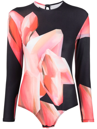 Atu Body Couture X Ioana Ciolacu Graphic-print Long-sleeve Body In Black